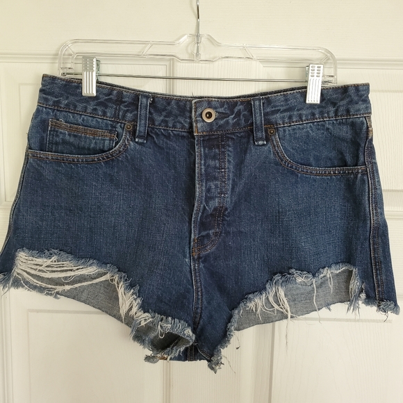 Free People Pants - Free People Frayed Hem Jean Shorts Button Fly